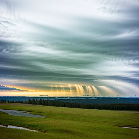 storm、landscape、wind and rain、hazy、