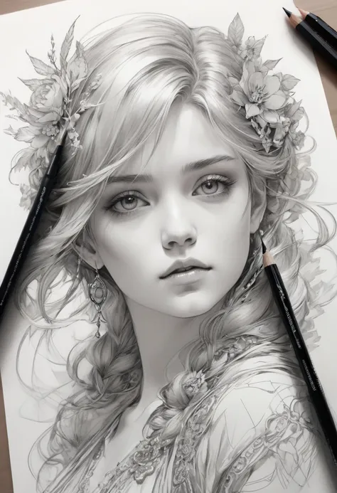 anime line art, by anna razumovskaya, sketch, best quality, masterpiece, very aesthetic, perfect composition, intricate details,...