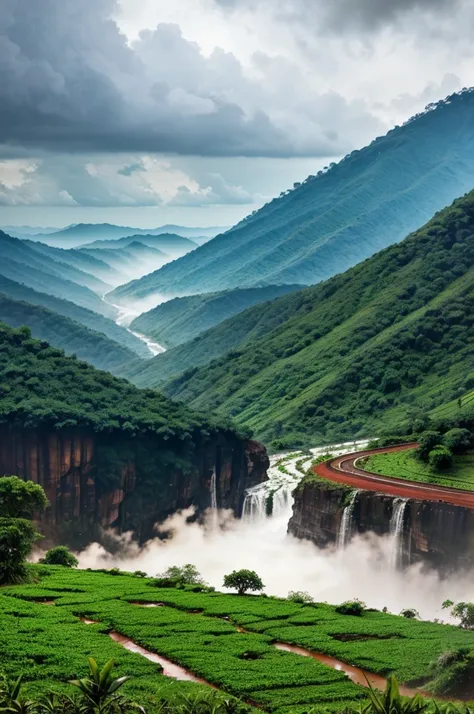 animation of a man enjoying monsoon the western ghats of karnataka