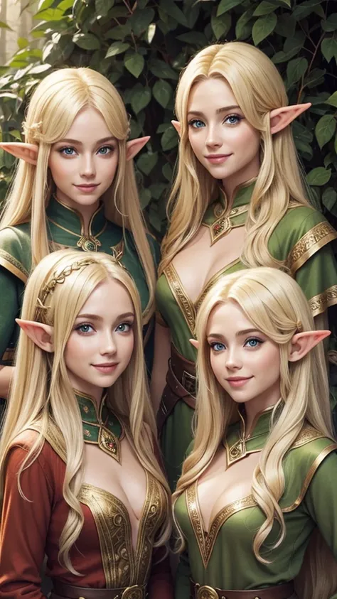 elves, females, beautiful, smile, blonde hair