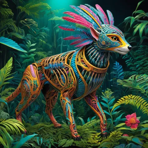 future genetic engineering will incorporate living organisms into your artwork, covered by fauna, flora. alebrije, artwork, hipe...