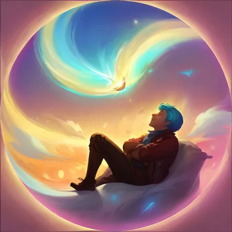 i want an icon of a person having daydreams, in a different dimension