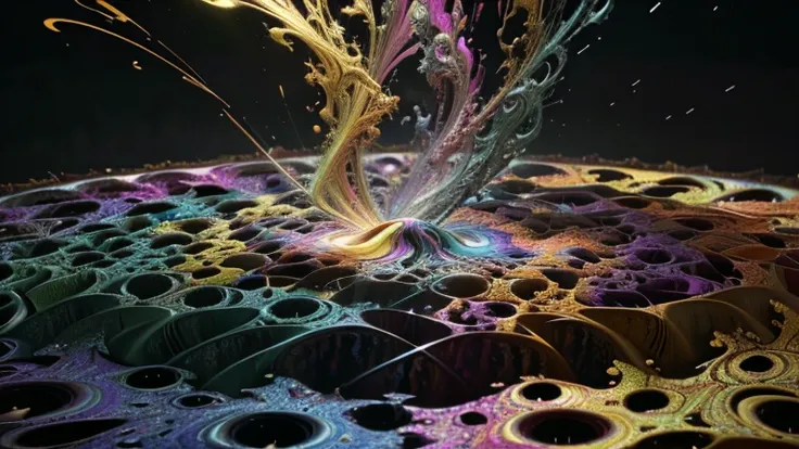 multicolored dynamic abstract liquid flow particles turbulence swirling, ((mandelbrot fractals)), ((psychedelic patterns)), cine...