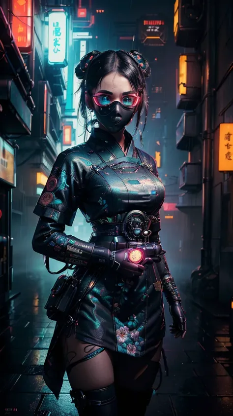 ((highest quality)), ((masterpiece)), (very detailed: 1.3), 3d, (dark: 1.3), (fog: 1.2), cyberpunk city, beautiful cyberpunk wom...