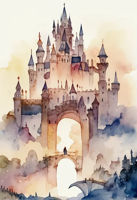 fantasy　castle and dragon　picture books　watercolor