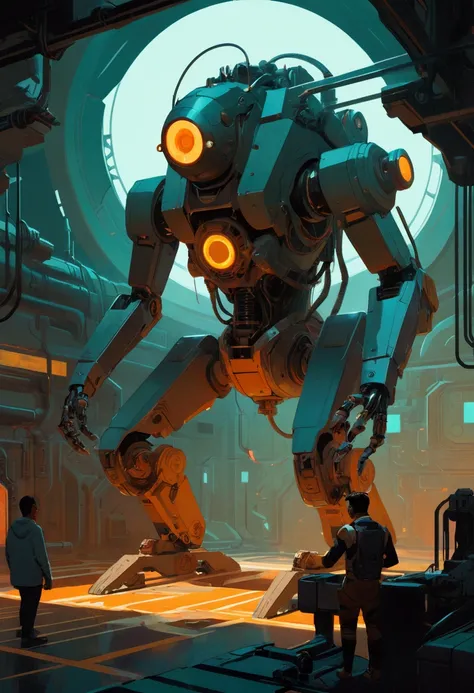 mechanical creature, science fiction, futuristic, cyberpunk, by sachin teng and jim pavelec, cinematic still, chiaroscuro, dynam...