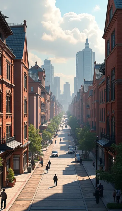 with new buildings made from brick and stone instead of wood, and wider streets to prevent future fires from spreading so easily...