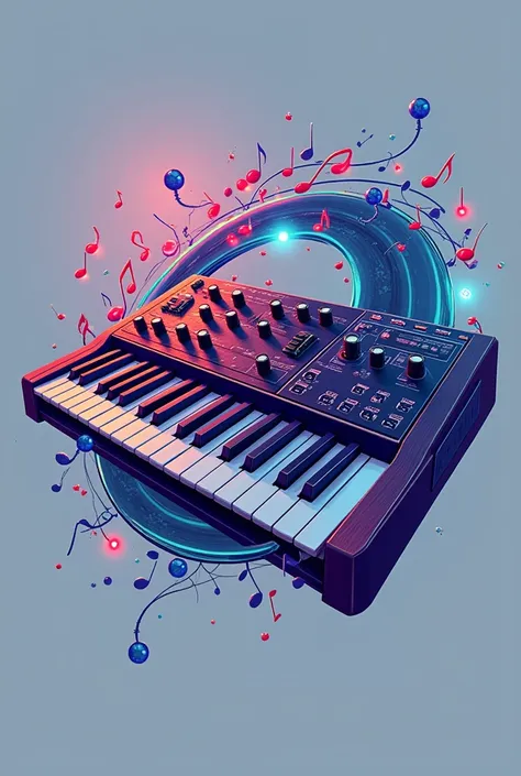 create sur sangam beats logo with keyboard instrument and musical notes