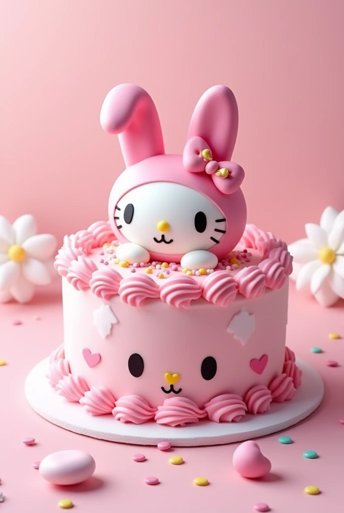 pink cake decorated with my melody