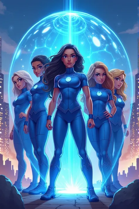 generate bubble of power girls with blue clothes