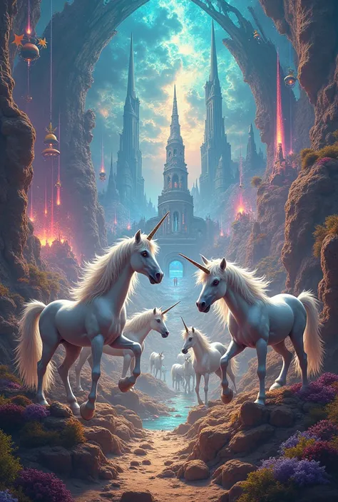 create a super crazy image with unicorns that is as unreal and crazy as possible that blows my mind that is also very magical an...