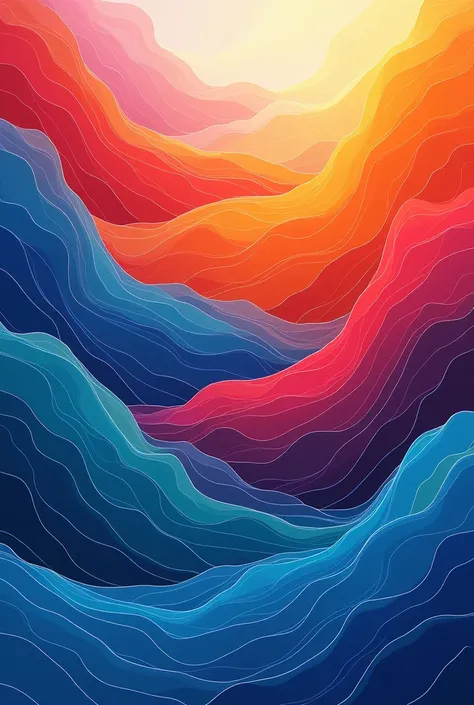 four colorful waves、overlap each other、create a resonant abstract illustration。
each wave is、draw with smooth curves、create a de...