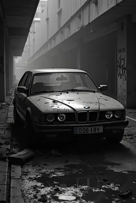 criminal black and white ,some destroyed a bmw e38 740