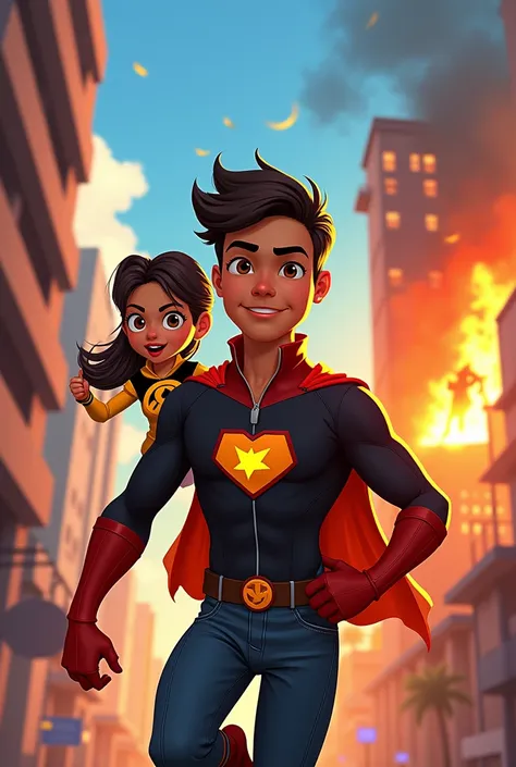 make a marvel pixar style poster with the title of "starheart "marco rose, a 20-year-old man with superhuman abilities, super st...