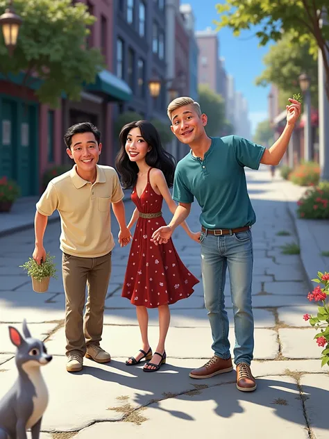 transform the four people in the photo into disney pixar characters