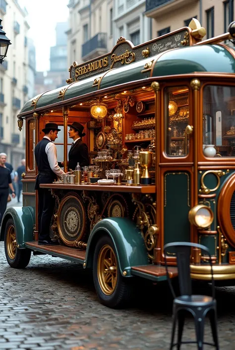 steampunk bus cafe