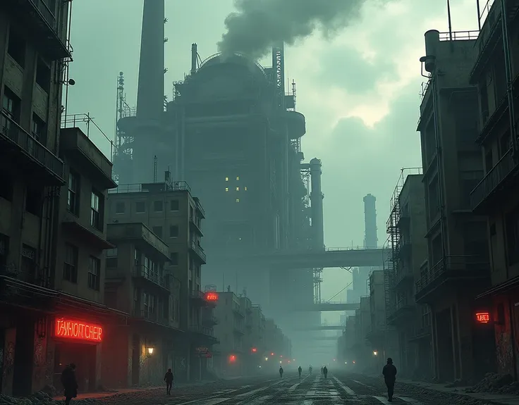 industrial gothic dystopian future city