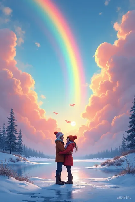 The best colour full cloud and beautiful rainbow 🌈 the vest couple in leke of the ice 
