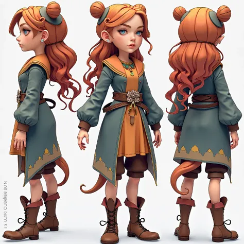 create a stylized character of a girl designed for a 3d game. the character should have sculpted hair with intricate details and...