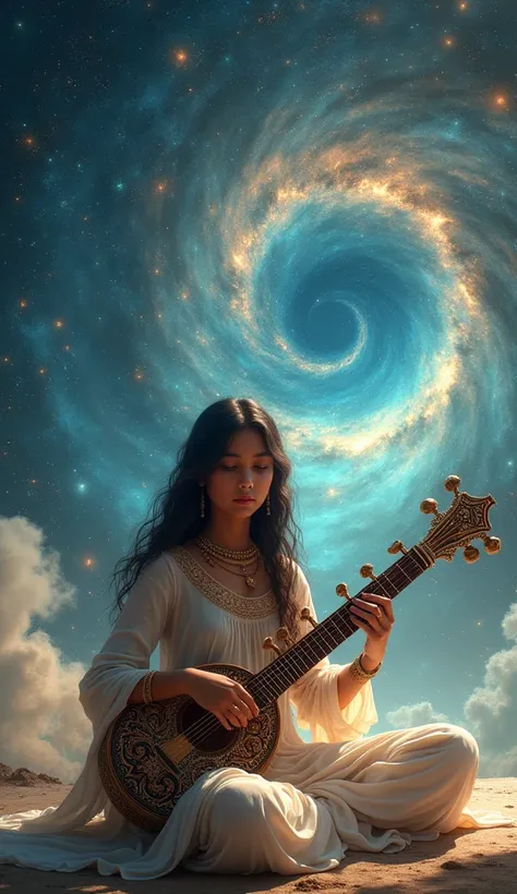 girl playing veena in galaxy