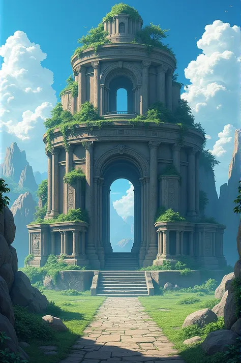 phone wallpaper, anime style, ruin monument, uhd