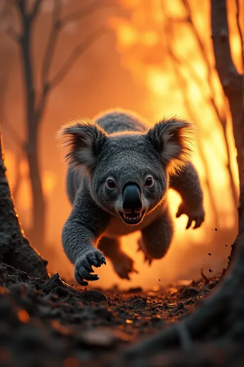 image of a koala fleeing from the fire