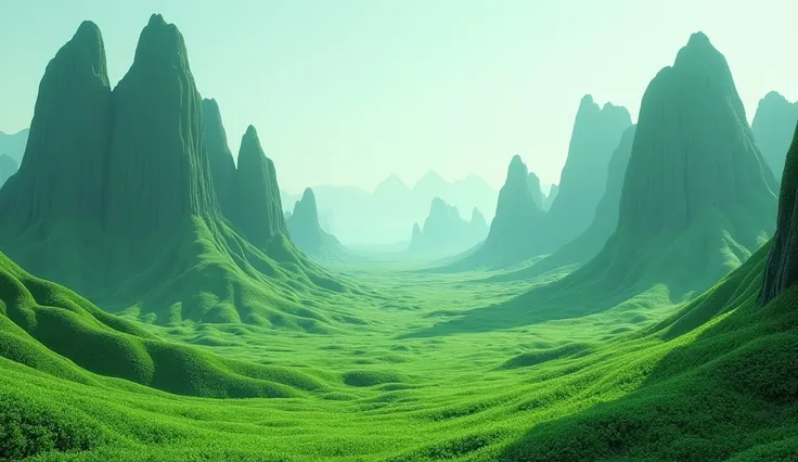 generate 3d animated image of indian folk big straight hills in green