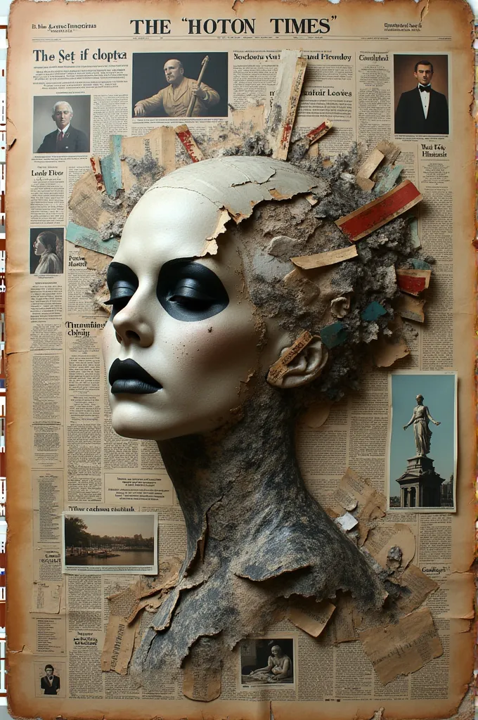 create art with a disfigured newspaper and magazine about art history