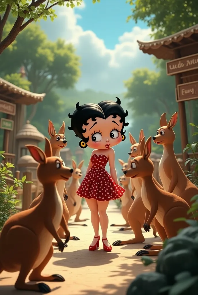 bettyboop with kangaroos at the zoo