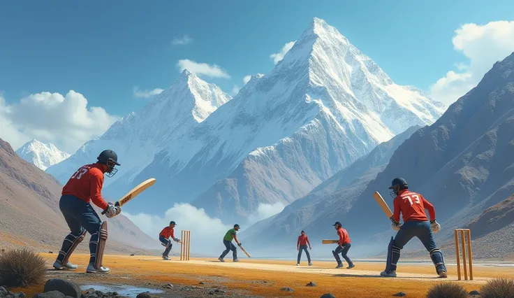 playing cricket characters modern day at kailash parvat