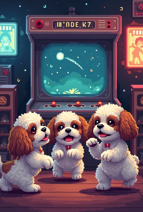 a retro pixel game shih tzus