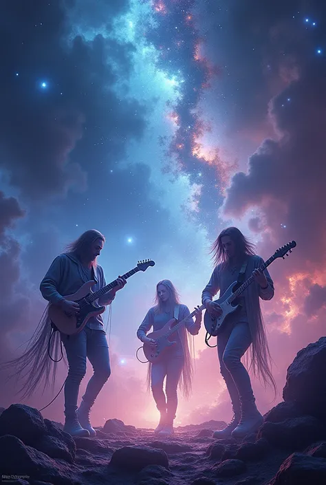 this is a band performance poster, but it's a poster about space and instruments