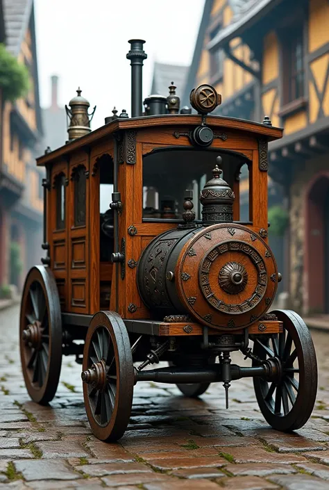 fantasy medieval car made with wooden and steel