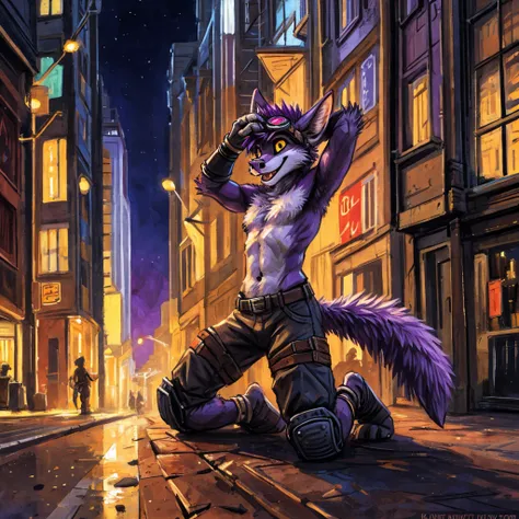 no lighting deep shadow, masterpiece, high quality, hi res, solo, teen furry, furry, teenager, purple wolf, spiked purple hair o...