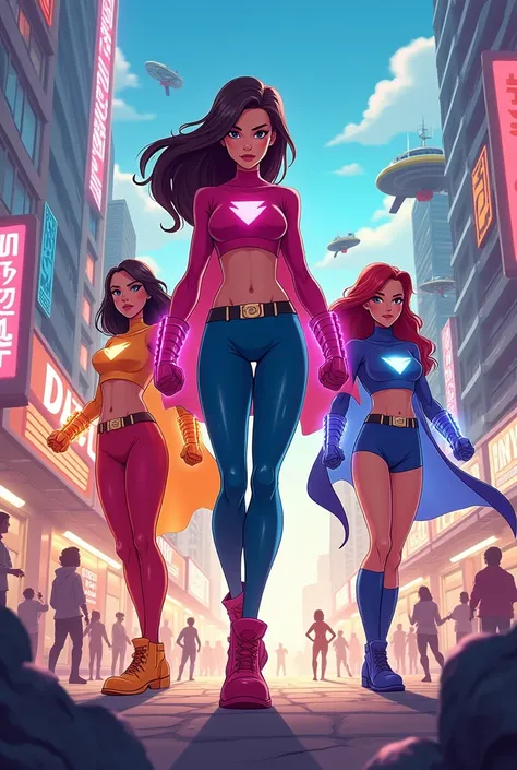 background of the cartoon of the super powerful girls