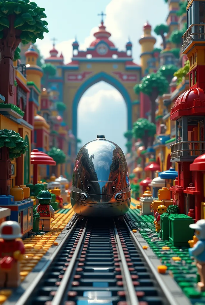 a train that transcends time and space, and when it passes through the tunnel, it enters a lego world