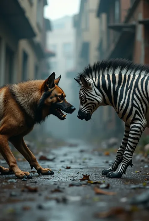 danger dog and zibra face to face image