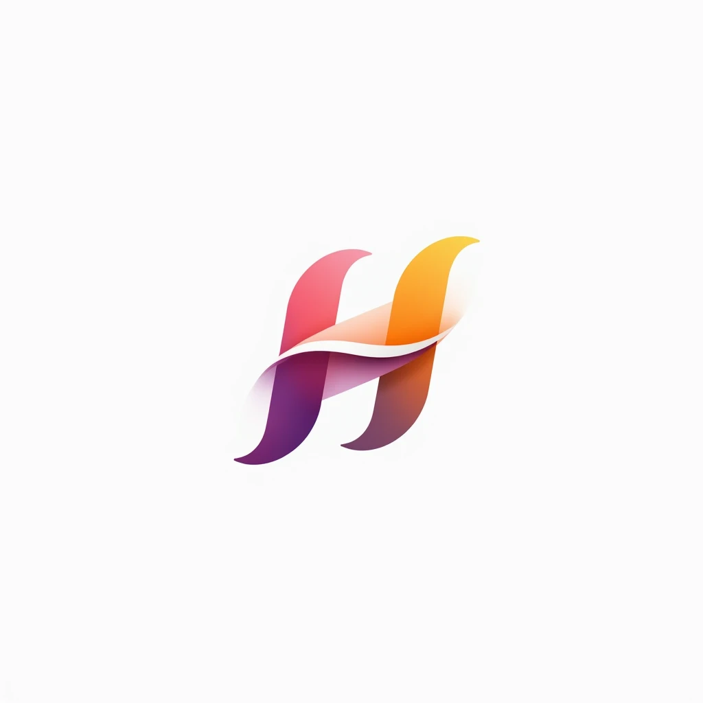 creating a logo for a company named horus. logo with a single white letter formed by colored elements. les couleurs sont des dég...