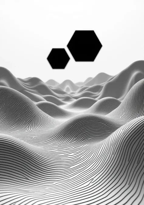 an ultra striking abstract design in black and white ,  where undulating hyperdetailed lines flow like a map topographic in move...