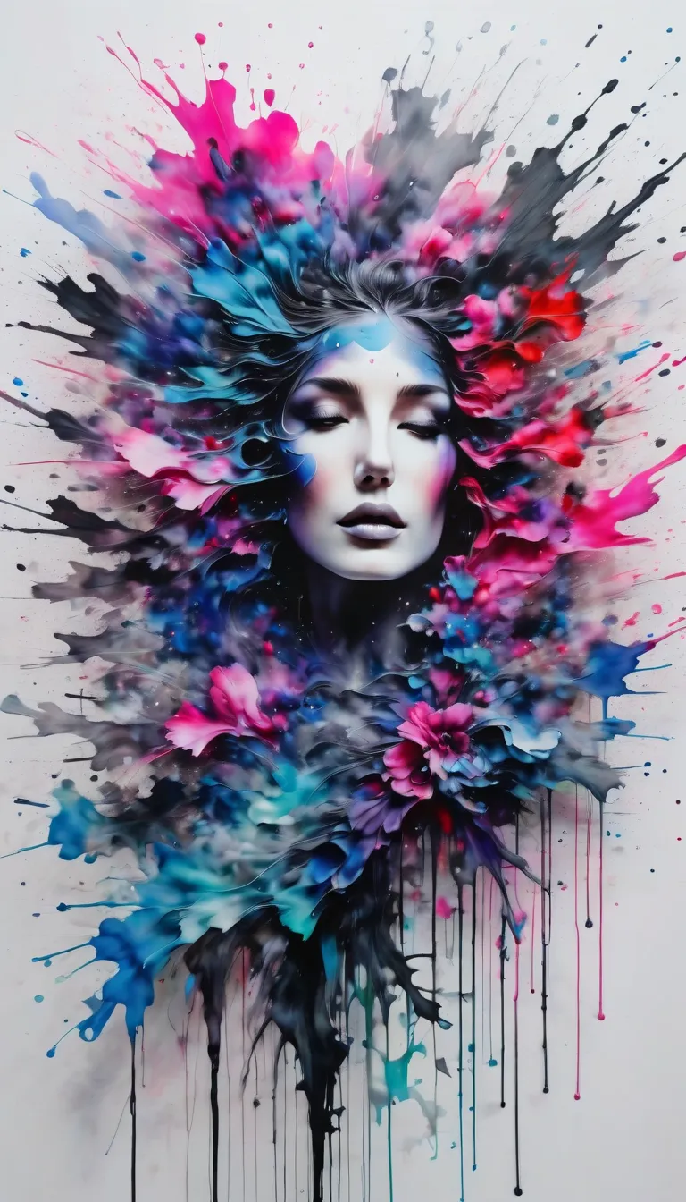 colorful beautiful artist cher: black ink flow: 8k resolution photorealistic masterpiece: author：aaron hawkey and jeremy mann: c...