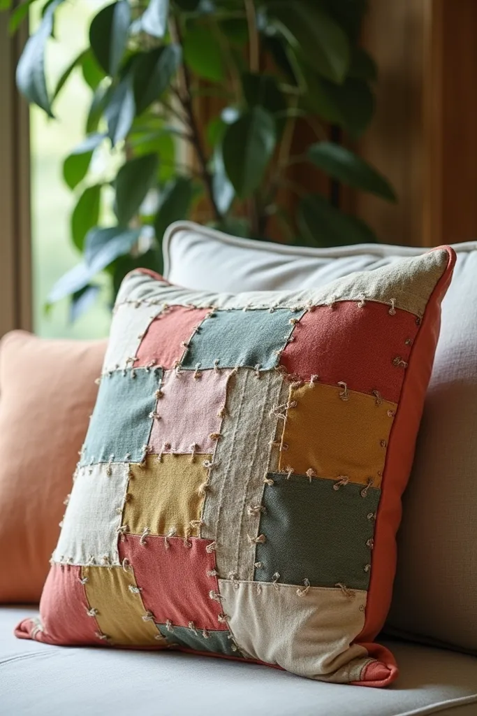 a pillow with recycled materials