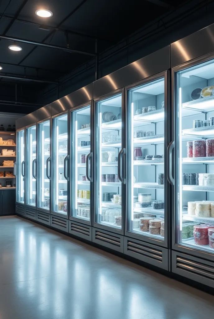 a png image of panoramic fridge of a store with no background or content inside