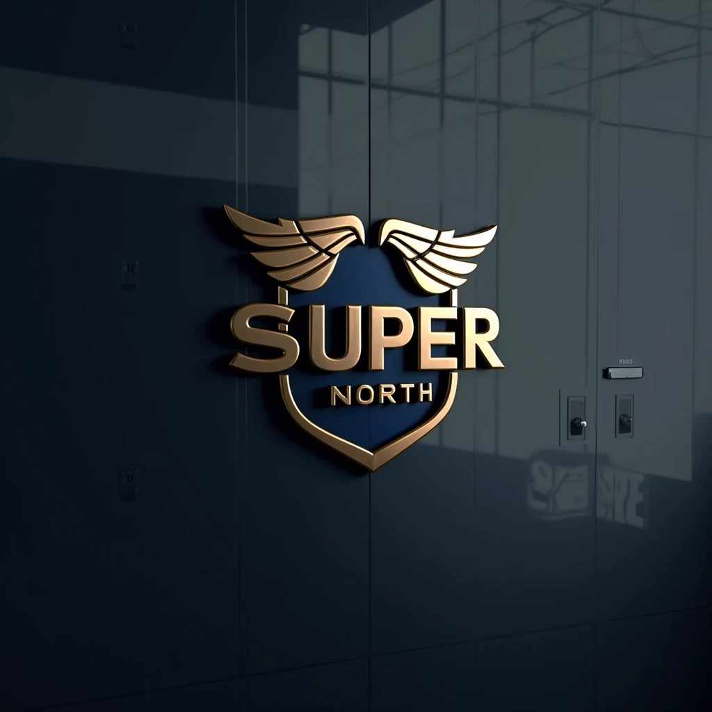 "     create an elegant and modern logo for an express delivery company called `super north '' . the design must have a fast bik...