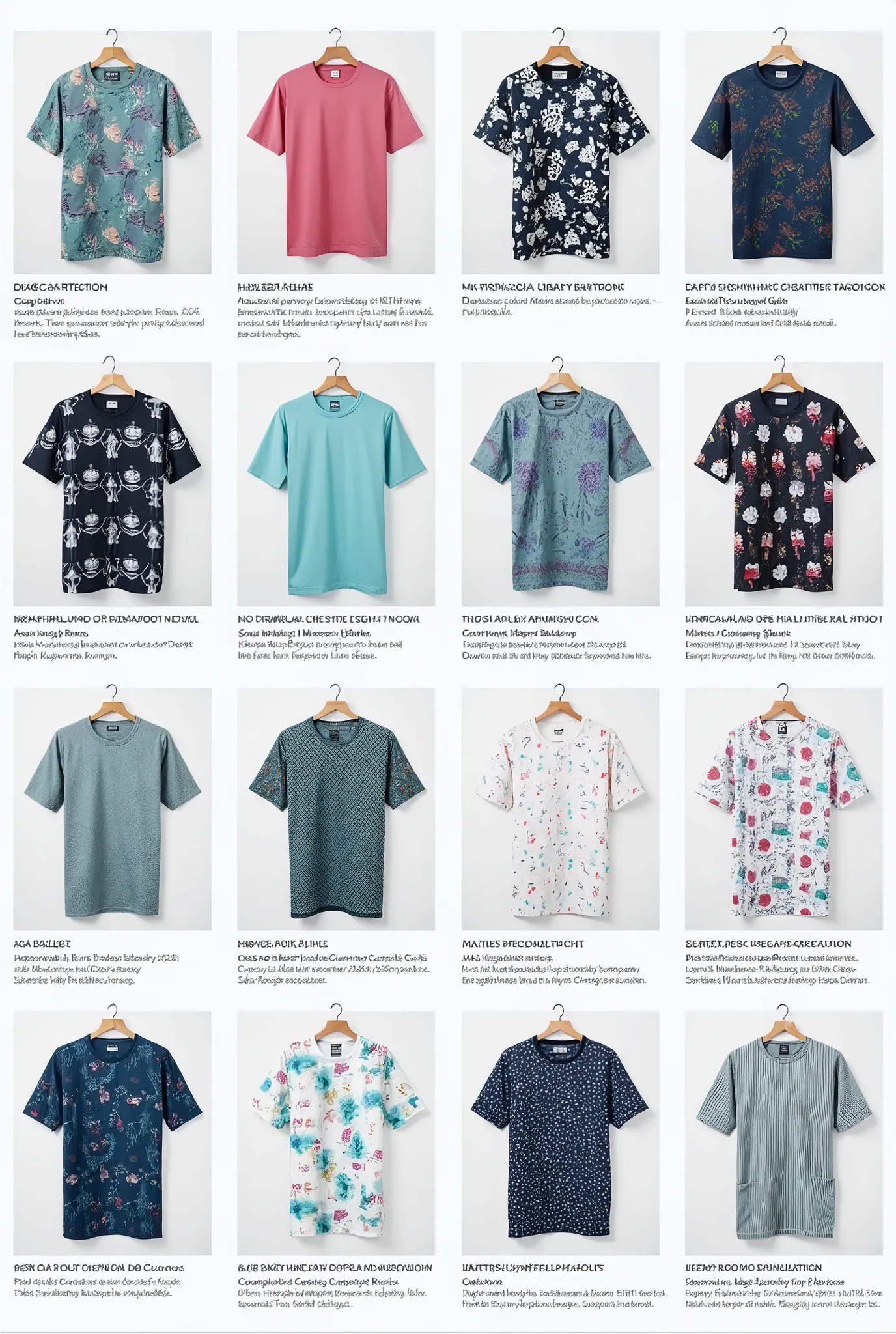 a fictional double page of a catalog for ren's hospital clothes with 12 ren's surgical shirts ( adult sizes )patterns , ggf.  im...