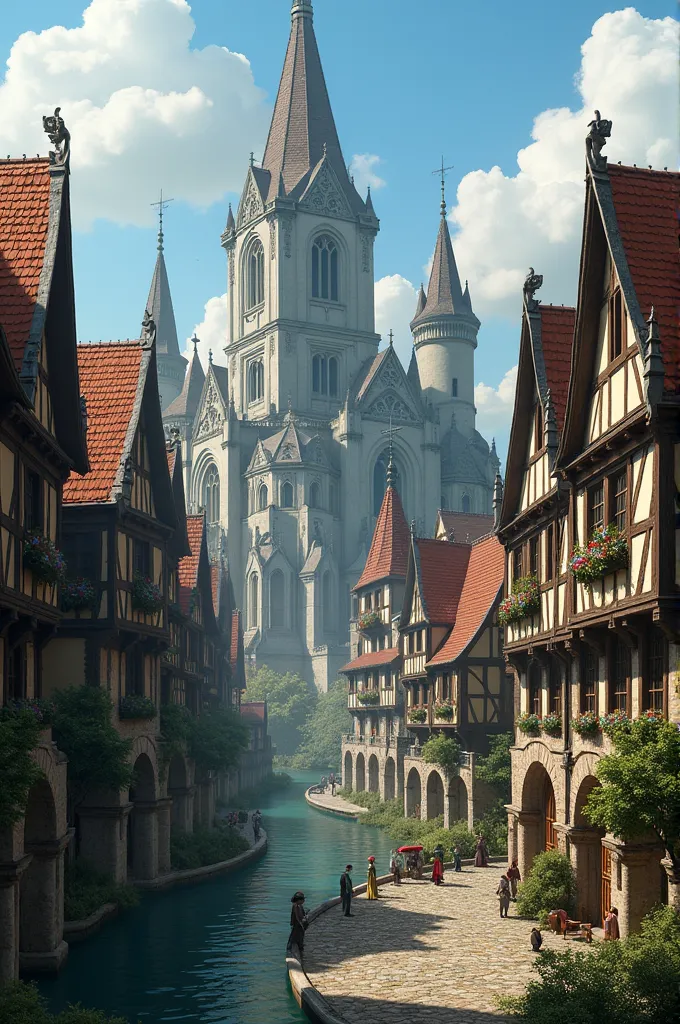 a fantasy city inspired by german architecture