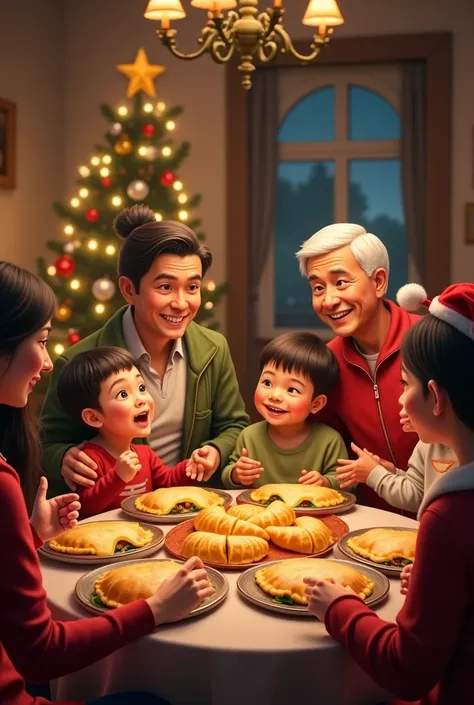 Family eating only empanadas at Christmas