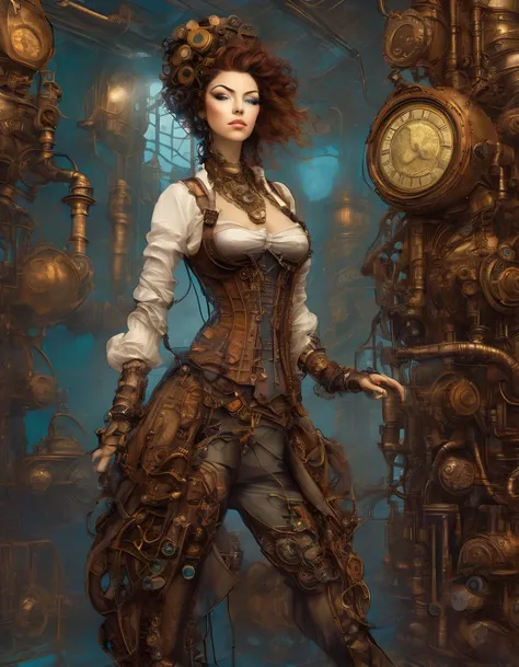 steampunk voyage, a futuristic world dominated by steampunk technology and aesthetics, steampunk decor, steampunk mechanical con...