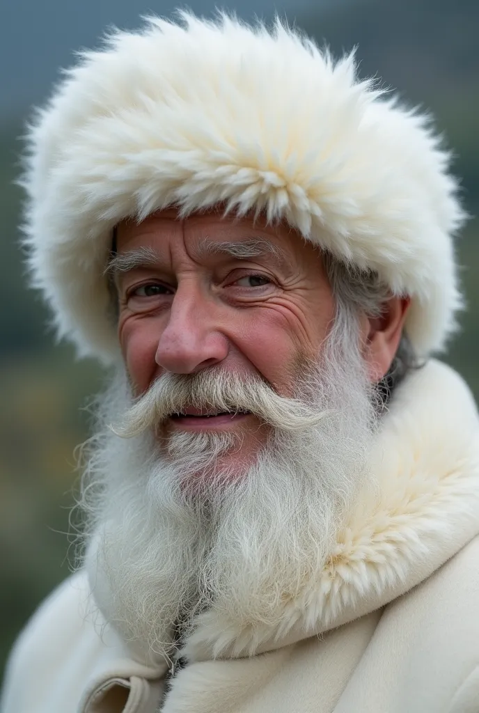 white hat, man,  white hair