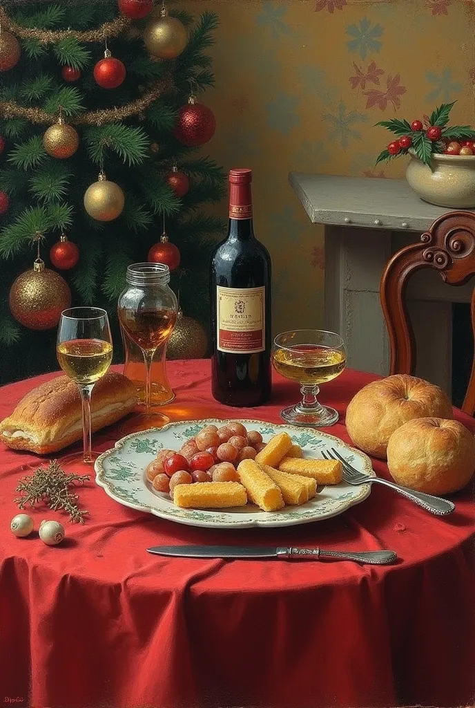 masterpiece，masterpiece、impressionism 、renoir，christmas food ， european style