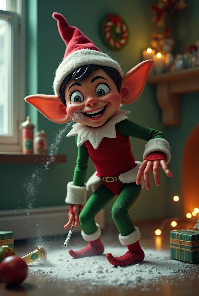 elf on the shelf doing cocaine